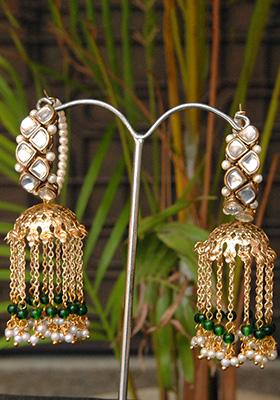 Golden Mixed Alloy Joyful Jhoomar Hoop Earrings