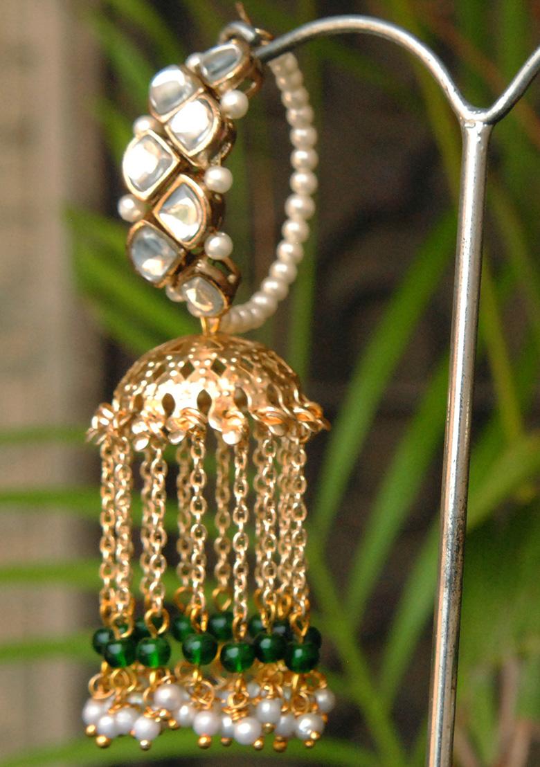 Golden Mixed Alloy Joyful Jhoomar Hoop Earrings