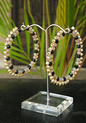 White Mixed Alloy Duotone Hoops Earrings