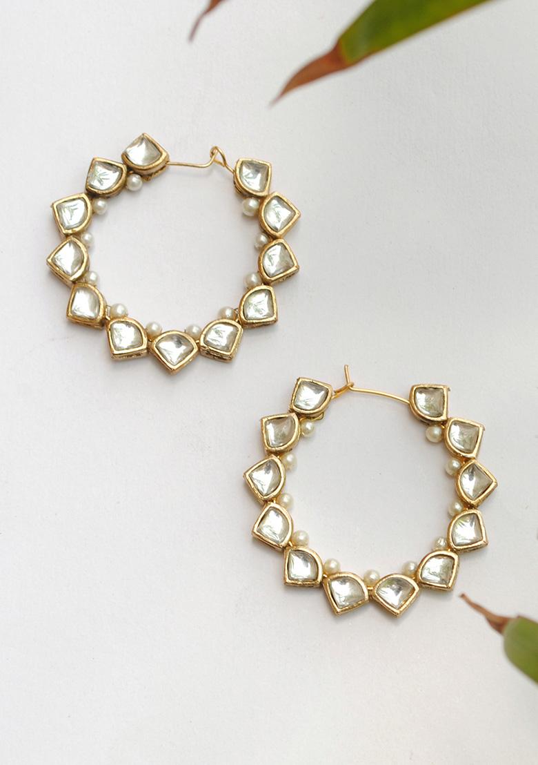 Golden Mixed Alloy Stardust Hoop Earrings