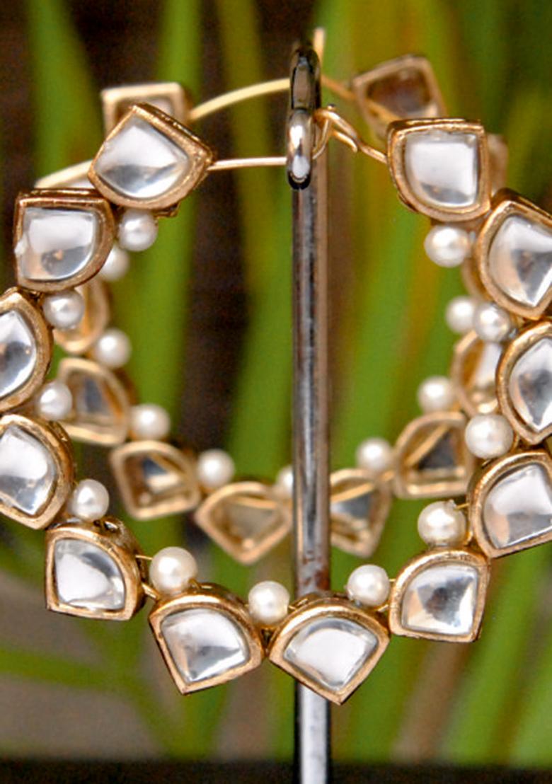 Golden Mixed Alloy Stardust Hoop Earrings