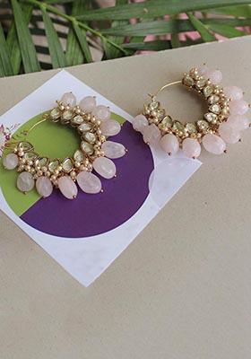 Pink Mixed Alloy Afreen Hoop Earrings