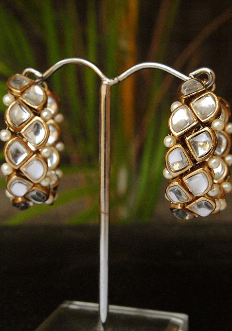 Golden Mixed Alloy Flipside Hoop Earrings