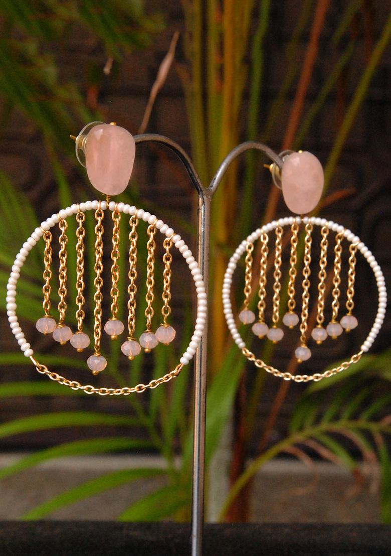 Pink Mixed Alloy Swinging Lights Hoop Earrings