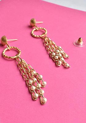 Golden Mixed Alloy Fine Flair Earring Earrings