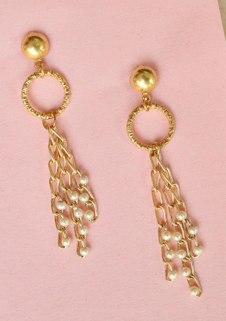 Golden Mixed Alloy Fine Flair Earring Earrings