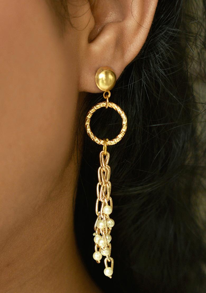 Golden Mixed Alloy Fine Flair Earring Earrings