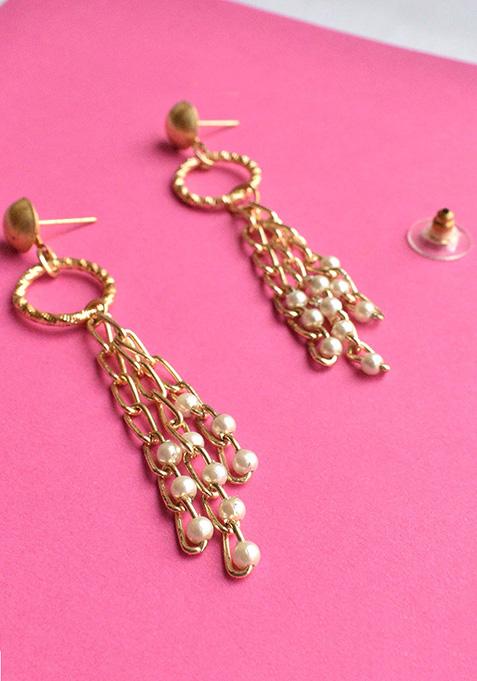 Golden Mixed Alloy Fine Flair Earring Earrings