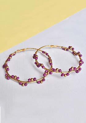 Purple Mixed Alloy Purple Arch Hoops  Earrings