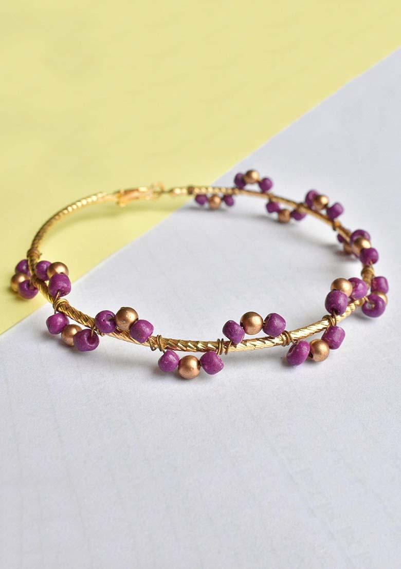 Purple Mixed Alloy Purple Arch Hoops  Earrings