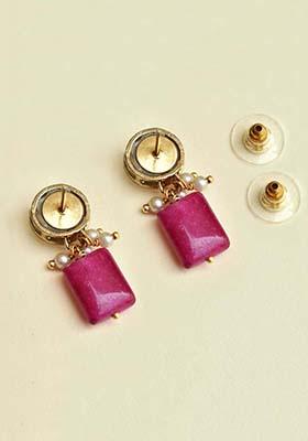 Red Mixed Alloy Red Glass Stone Earrings