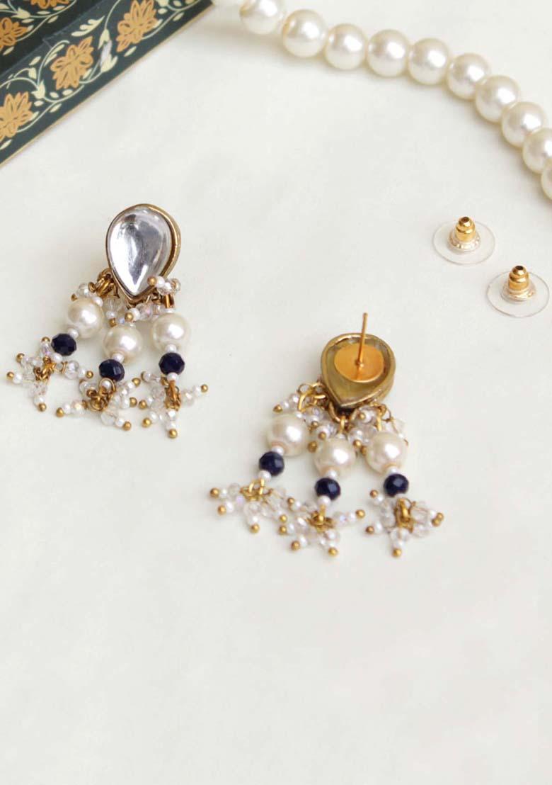 Green Mixed Alloy Dainty Pearl Earrings Earrings