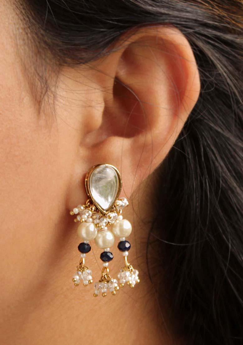 Green Mixed Alloy Dainty Pearl Earrings Earrings