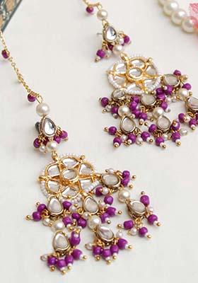 Purple Mixed Alloy Purple Bliss Kanauti Earrings