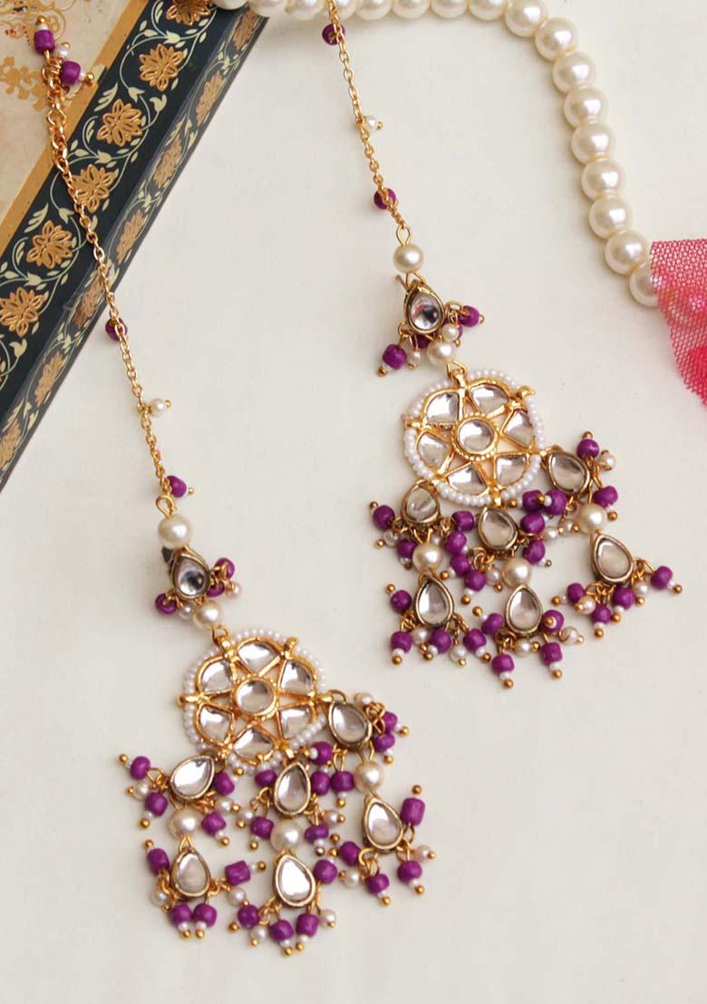Purple Mixed Alloy Purple Bliss Kanauti Earrings