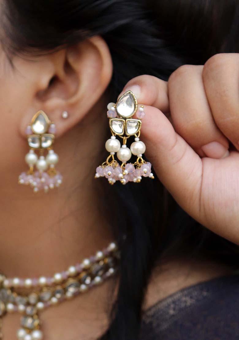 Light Pink Mixed Alloy Pastel Pink Beads Earrings Earrings