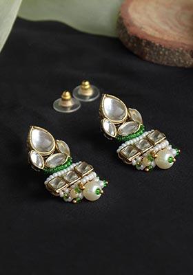 Green Mixed Alloy Divine Kundan Earrings