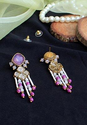 White Mixed Alloy Kundan Paradise Earrings