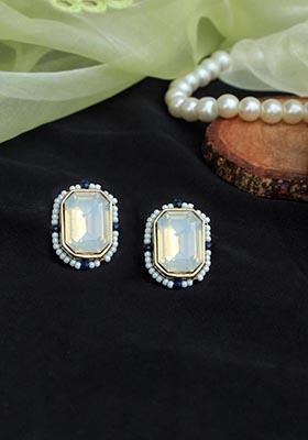 Sky Blue Mixed Alloy Sky Blue Crystal Stud Earrings