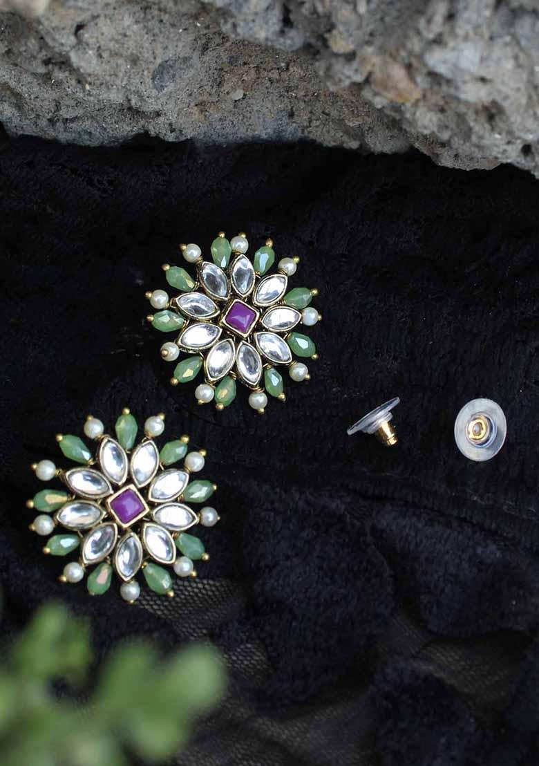 Multicolor Mixed Alloy Pearl Flower Studs Earrings