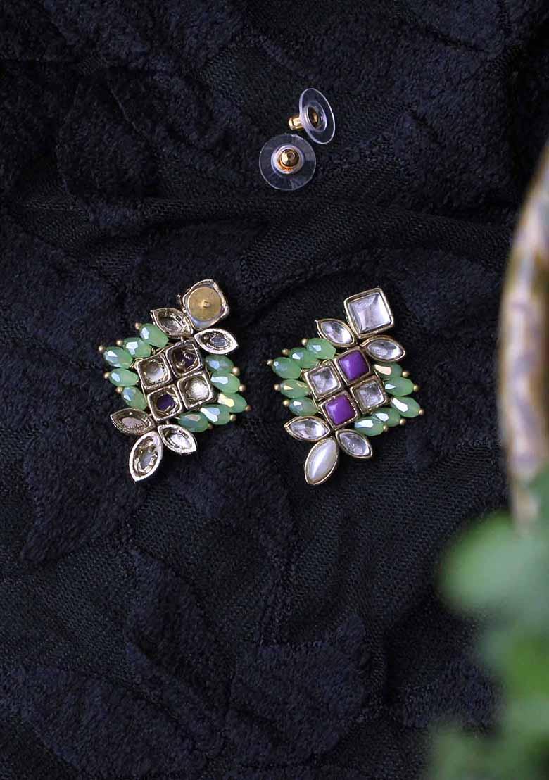 Multicolor Mixed Alloy Pearl Twirl Green Earring Earrings