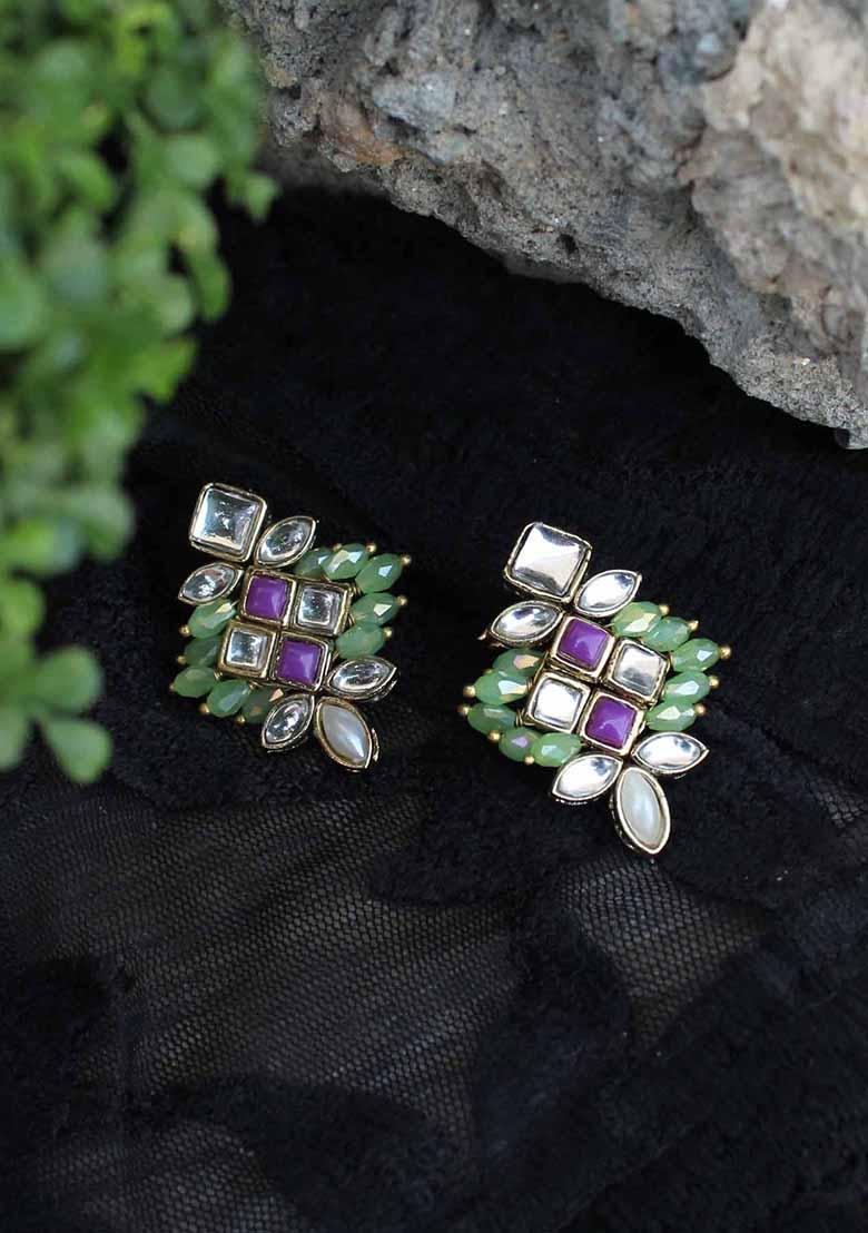 Multicolor Mixed Alloy Pearl Twirl Green Earring Earrings