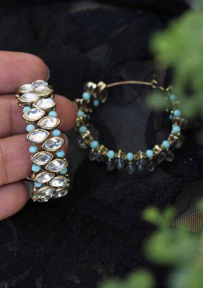 Green Mixed Alloy Hoop Loop Earrings