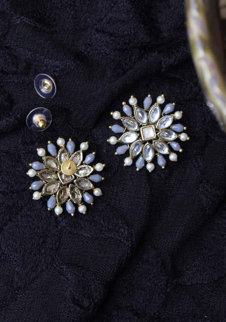 Grey Mixed Alloy Pearl Twirl Grey Earrings