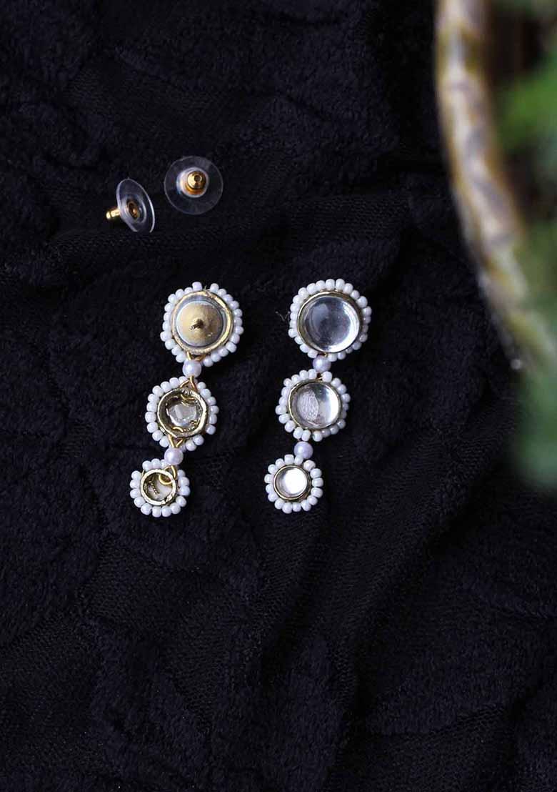 White Mixed Alloy Round Bound Earrings Earrings