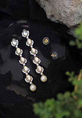 White Mixed Alloy Pear Wear Earrings Earrings