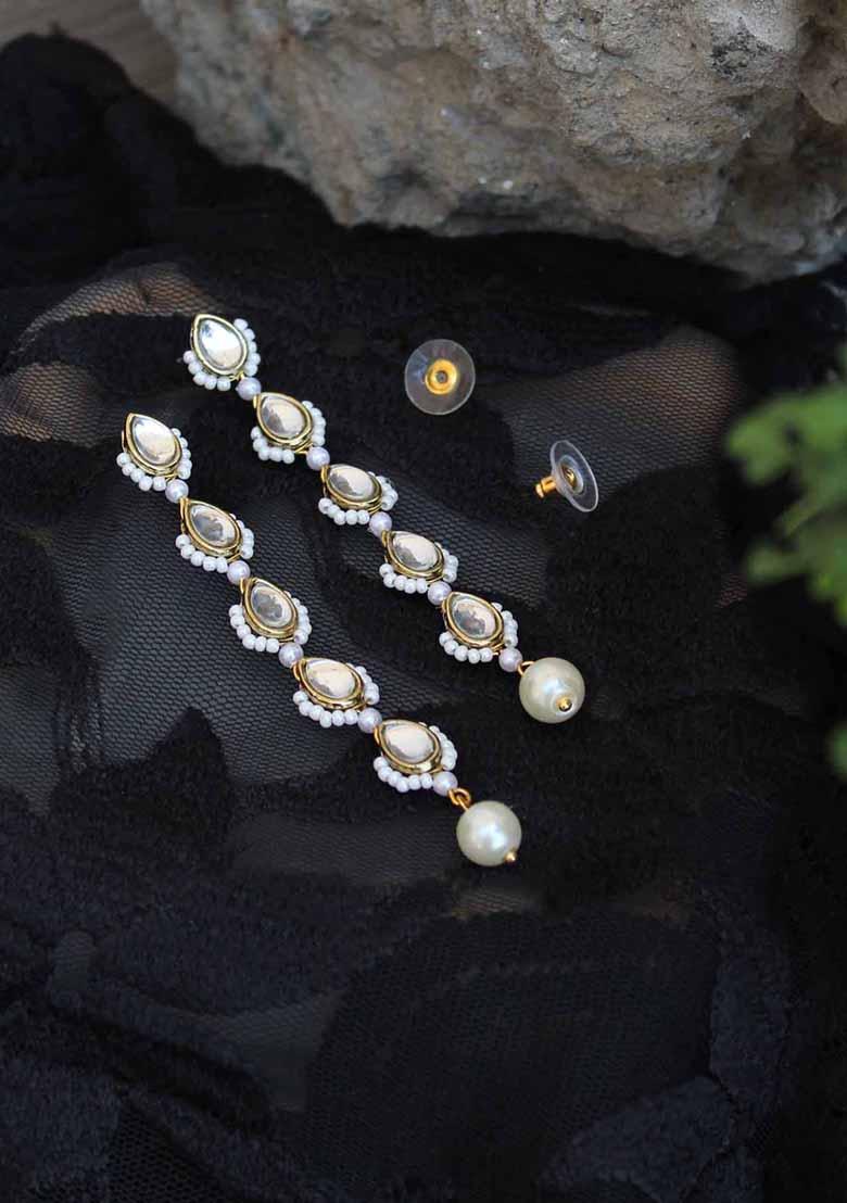 White Mixed Alloy Pear Wear Earrings Earrings