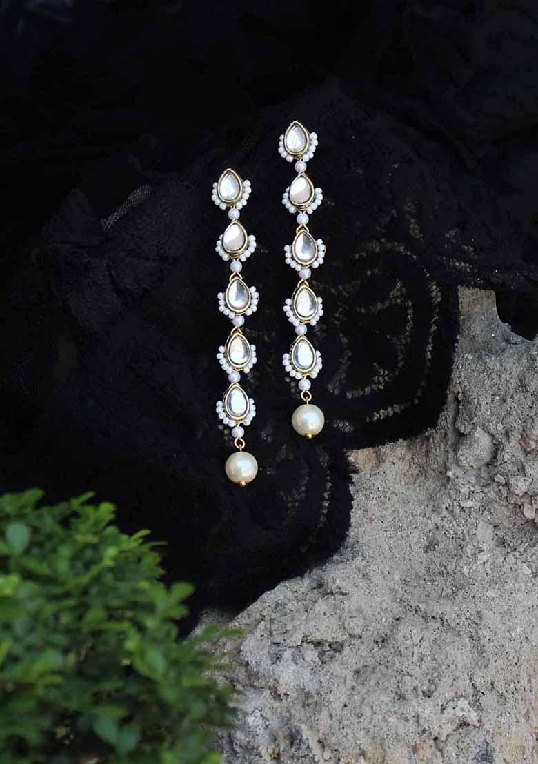 White Mixed Alloy Pear Wear Earrings Earrings