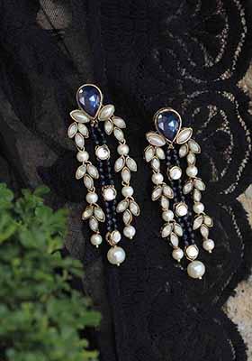 Multicolor Mixed Alloy Blues Hues Long Earrings