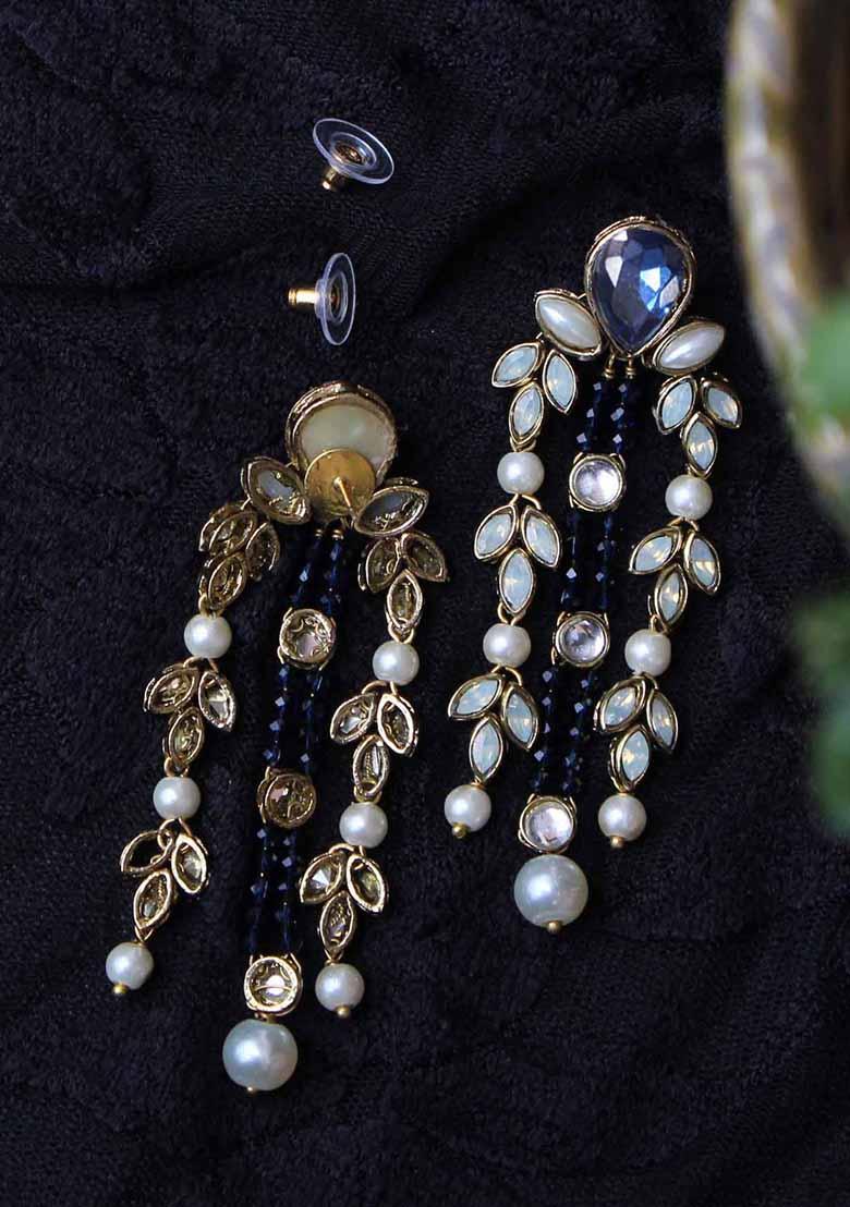 Multicolor Mixed Alloy Blues Hues Long Earrings