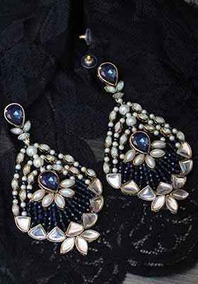 Multicolor Mixed Alloy Blues Hues Long Earrings