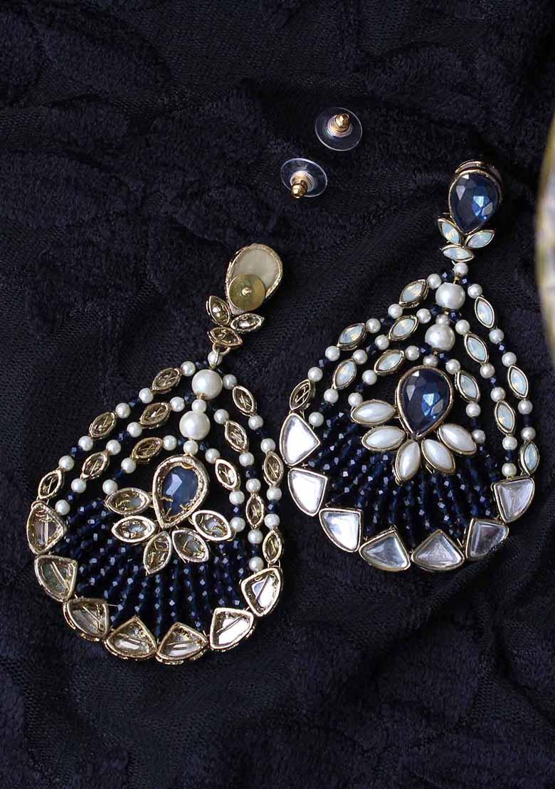 Multicolor Mixed Alloy Blues Hues Long Earrings