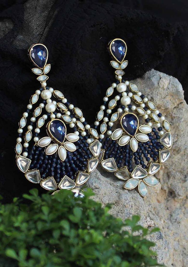 Multicolor Mixed Alloy Blues Hues Long Earrings