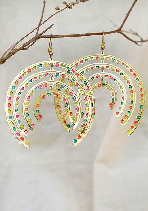 Golden Stainless Steel Colors Of Season Resin Colorful Earrings