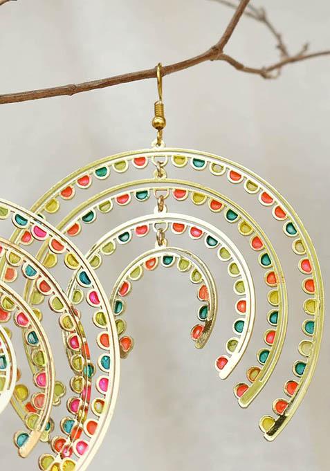 Golden Stainless Steel Colors Of Season Resin Colorful Earrings