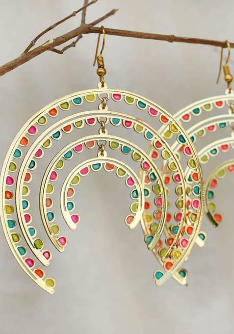 Golden Stainless Steel Colors Of Season Resin Colorful Earrings