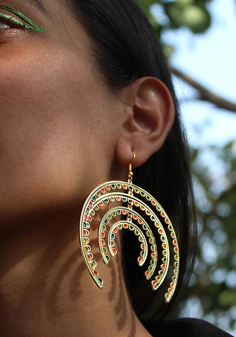 Golden Stainless Steel Colors Of Season Resin Colorful Earrings