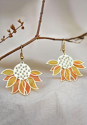 Yellow Stainless Steel Sunflower Resin Earrings