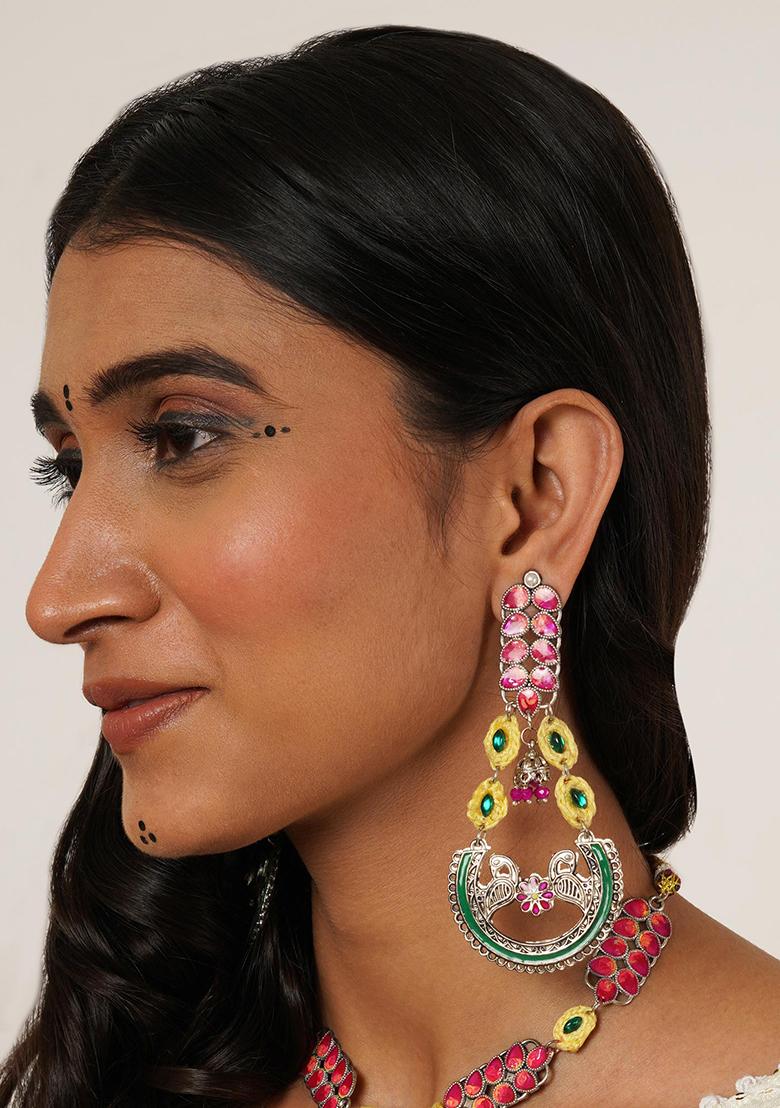 Multicolor Mixed Alloy Peacock Charm Multicolor Statement Earrings
