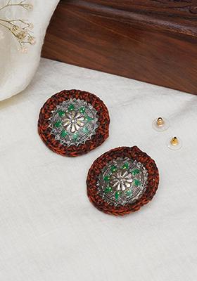 Multicolor Mixed Alloy Vintage Greenand Copper Crochet Earrings