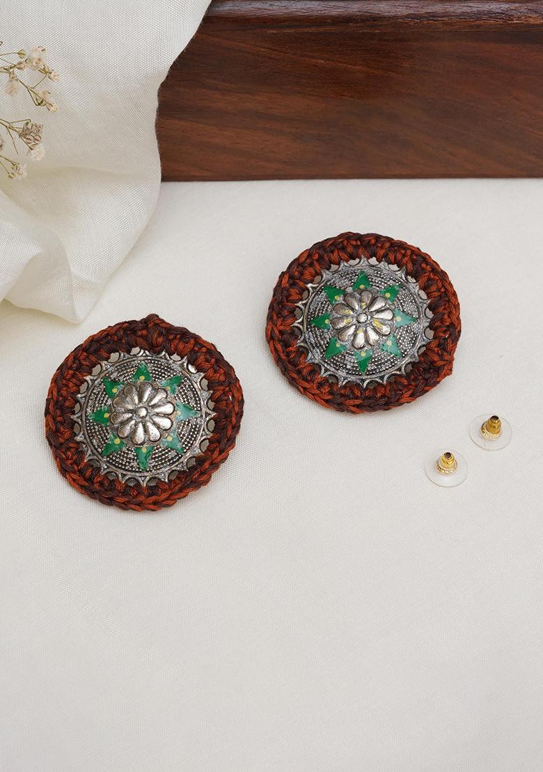 Multicolor Mixed Alloy Vintage Greenand Copper Crochet Earrings