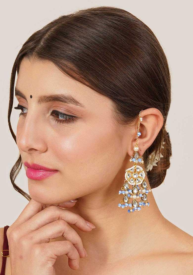 Light Blue Mixed Alloy Light Blue Bliss Kanauti Earrings