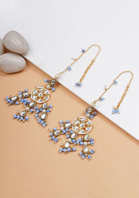 Light Blue Mixed Alloy Light Blue Bliss Kanauti Earrings