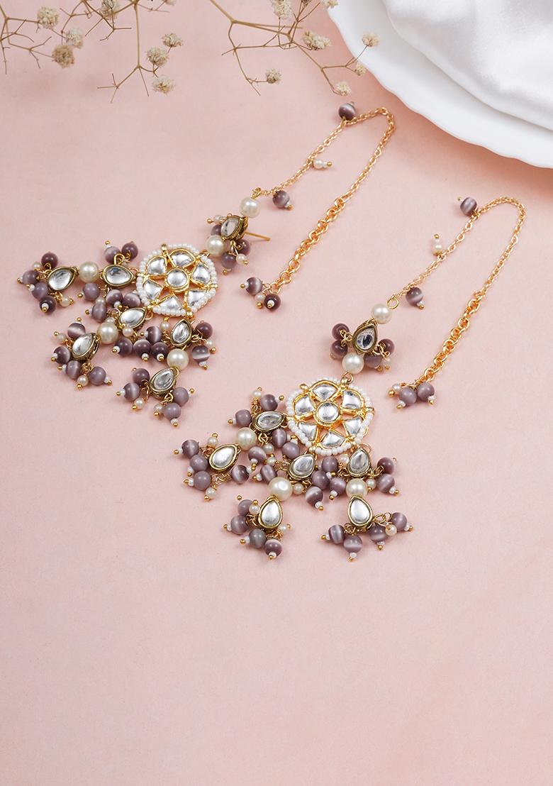 Purple Mixed Alloy Purple Bliss Kanauti Earrings