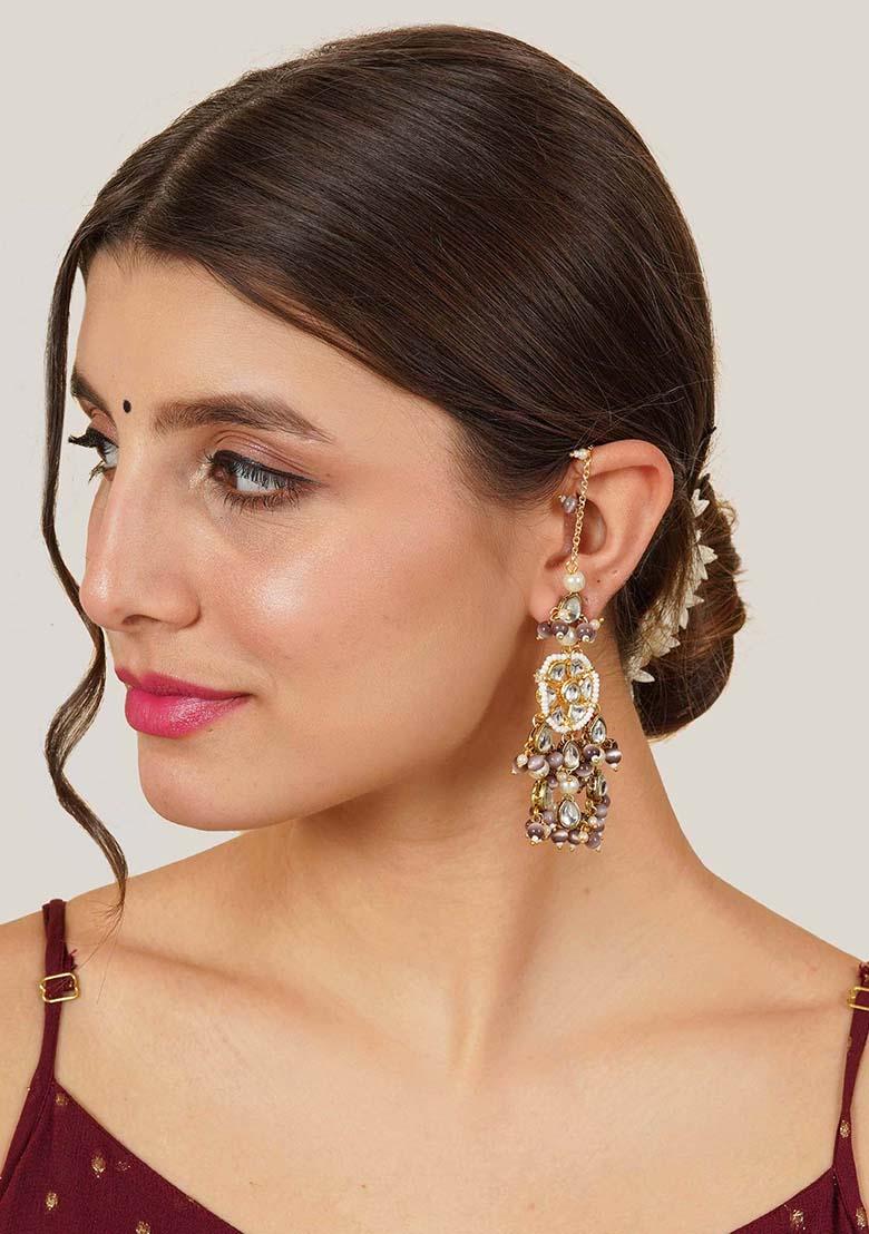 Purple Mixed Alloy Purple Bliss Kanauti Earrings