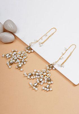 White Mixed Alloy White Bliss Kanauti Earrings